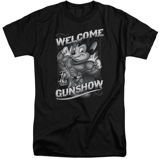 Mighty Mouse - Mighty Gunshow - Short Sleeve Adult Tall - Black T-shirt