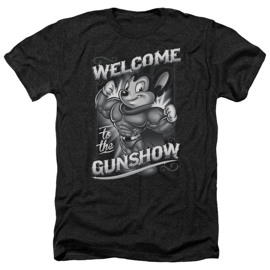Mighty Mouse - Mighty Gunshow - Adult Heather-black