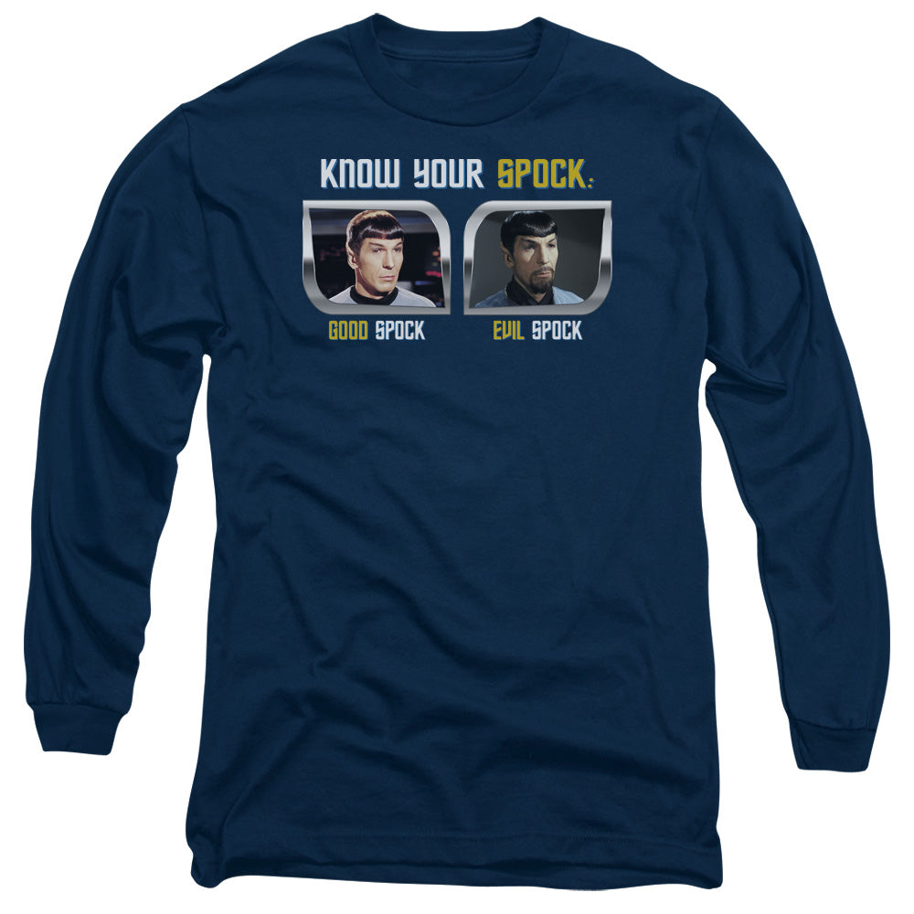 St Original - Know Your Spock - Long Sleeve Adult 18/1 - Navy T-shirt