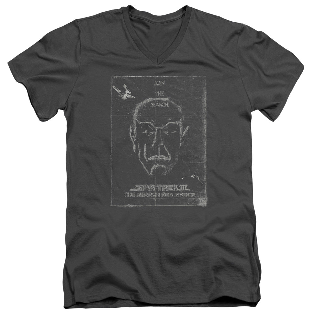 Star Trek - Join The Search - Short Sleeve Adult V-neck - Charcoal T-shirt
