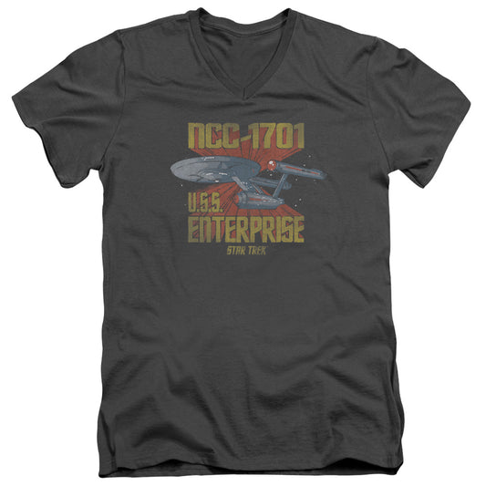 Star Trek - Ncc1701 - Short Sleeve Adult V-neck - Charcoal T-shirt