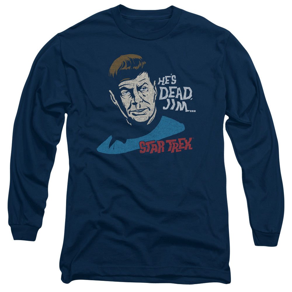 Star Trek - Hes Dead Jim - Long Sleeve Adult 18/1 - Navy T-shirt