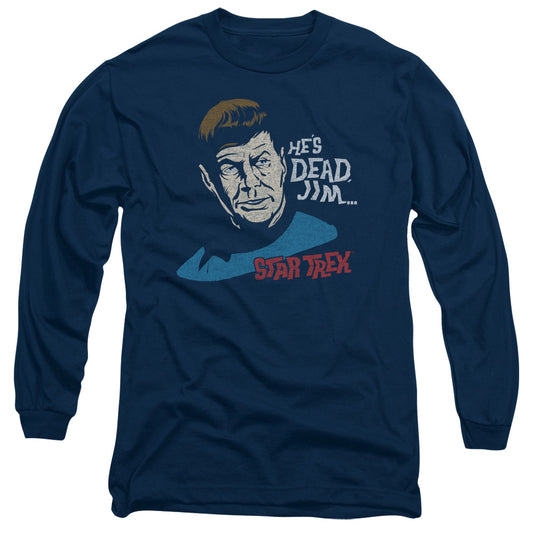 Star Trek - Hes Dead Jim - Long Sleeve Adult 18/1 - Navy T-shirt