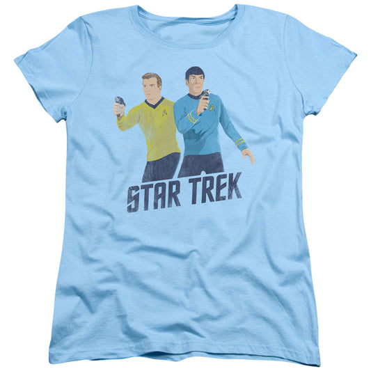 Star Trek - Phasers Ready - Short Sleeve Womens Tee - Light Blue T-shirt