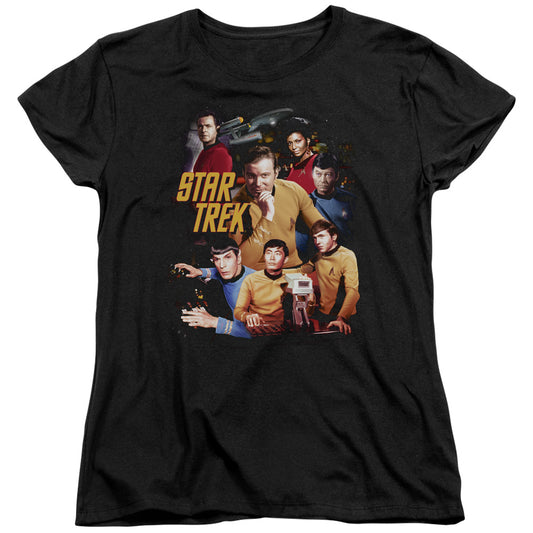 Star Trek - At The Controls - Short Sleeve Womens Tee - Black T-shirt