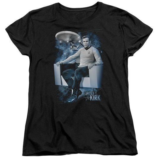 STAR TREK CAPTAINS CHAIR - S/S WOMENS TEE - BLACK T-Shirt