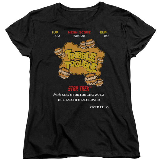 Star Trek - Tribble Trouble - Short Sleeve Womens Tee - Black T-shirt