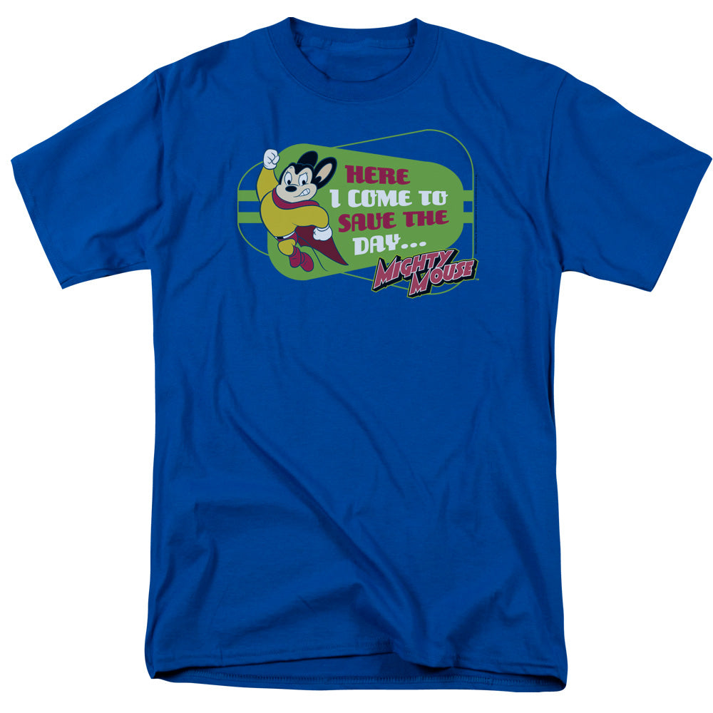 Mighty Mouse - Here I Come - Short Sleeve Adult 18/1 - Royal Blue T-shirt