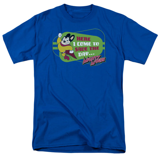 Mighty Mouse - Here I Come - Short Sleeve Adult 18/1 - Royal Blue T-shirt