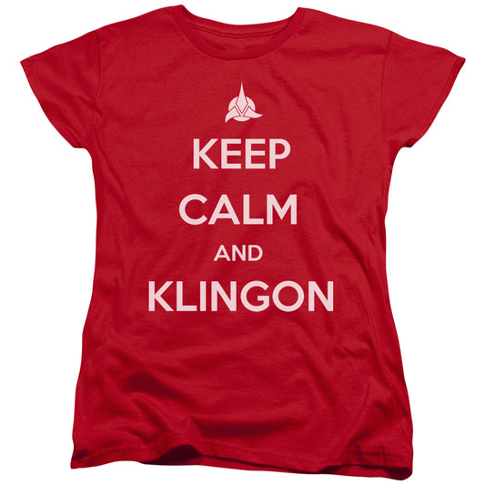 Star Trek - Calm Klingon - Short Sleeve Womens Tee - Red T-shirt