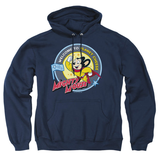 Mighty Mouse - Planet Cheese - Adult Pull-over Hoodie - Navy