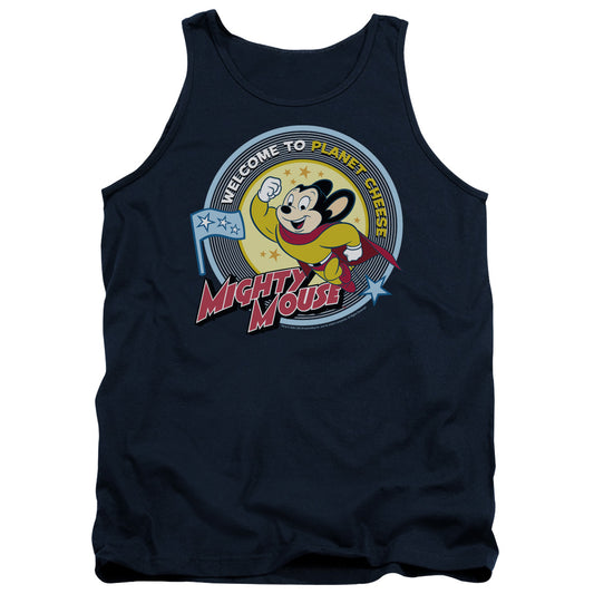 Mighty Mouse - Planet Cheese - Adult Tank - Navy