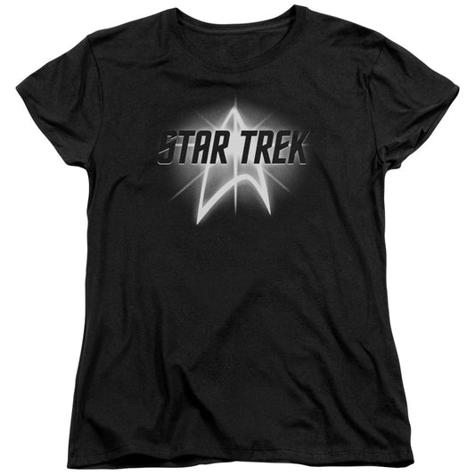 Star Trek - Glow Logo - Short Sleeve Womens Tee - Black T-shirt