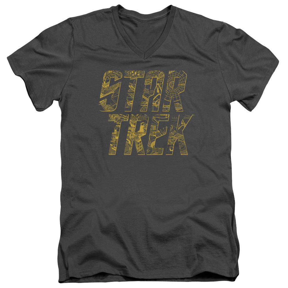 Star Trek - Schematic Logo - Short Sleeve Adult V-neck - Charcoal T-shirt