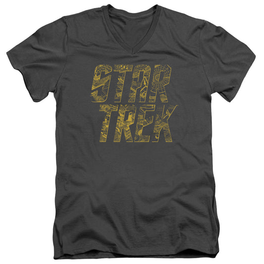 Star Trek - Schematic Logo - Short Sleeve Adult V-neck - Charcoal T-shirt