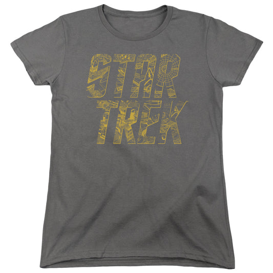 Star Trek - Schematic Logo - Short Sleeve Womens Tee - Charcoal T-shirt