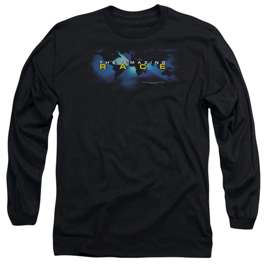 Amazing Race - Faded Globe - Long Sleeve Adult 18/1 - Black T-shirt