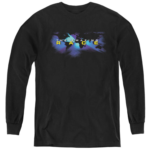 Amazing Race - Faded Globe - Youth Long Sleeve Tee - Black
