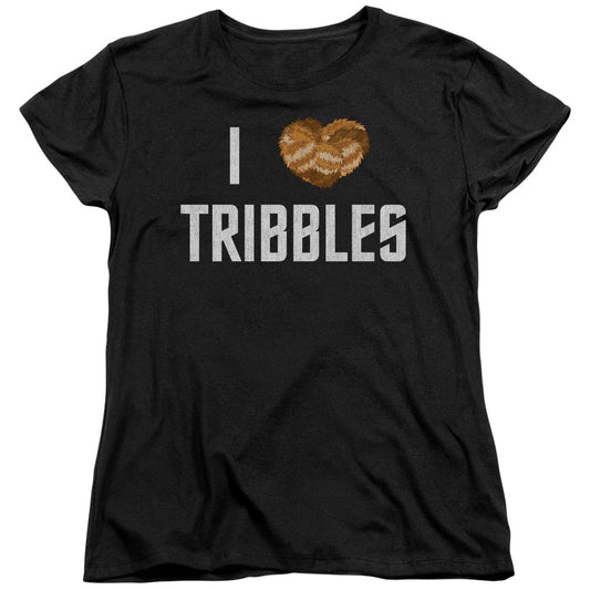 Star Trek - I Heart Tribbles - Short Sleeve Womens Tee - Black T-shirt