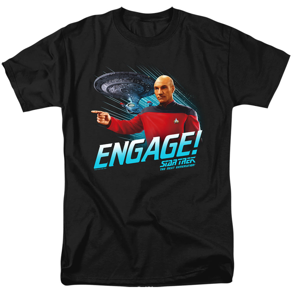 Star Trek - Engage - Short Sleeve Adult 18/1 - Black T-shirt