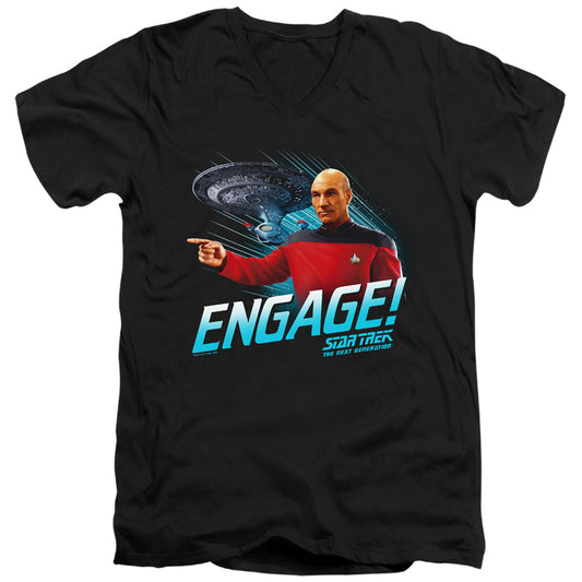 Star Trek - Engage - Short Sleeve Adult V-neck - Black T-shirt