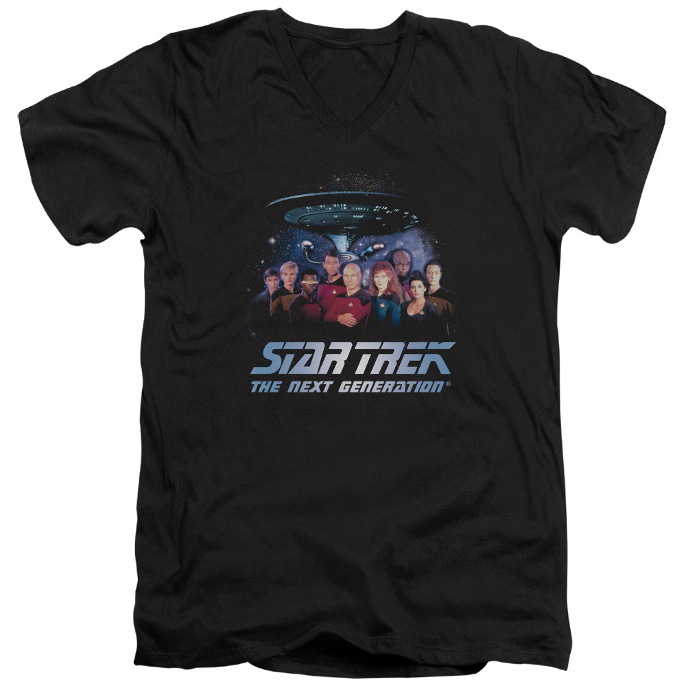 Star Trek - Space Group - Short Sleeve Adult V-neck - Black T-shirt