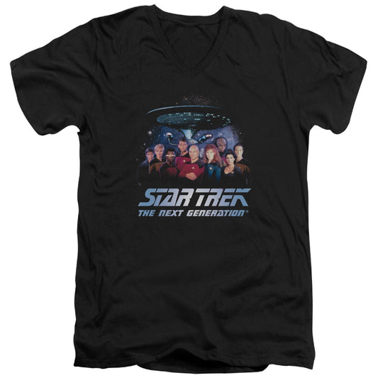 Star Trek - Space Group - Short Sleeve Adult V-neck - Black T-shirt