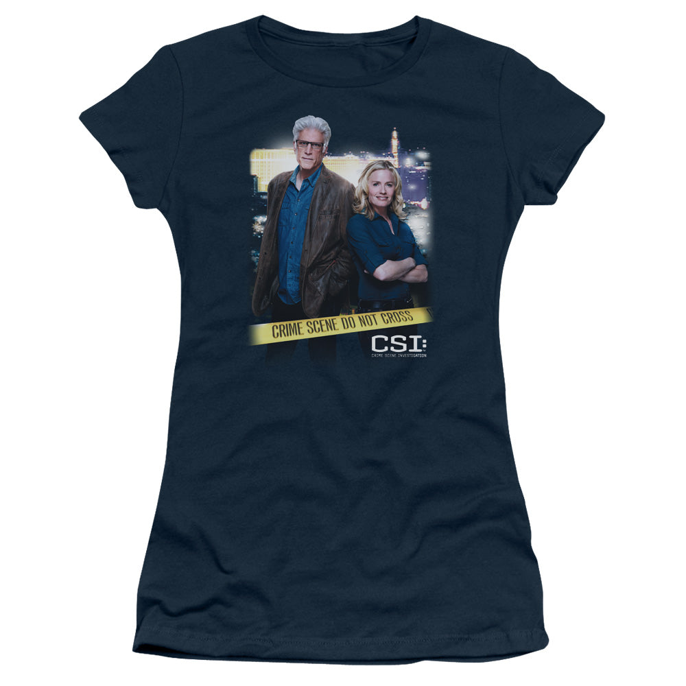Csi - Do Not Cross - Short Sleeve Junior Sheer - Navy T-shirt