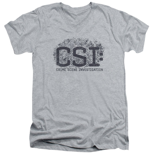 Csi - Distressed Logo - Short Sleeve Adult V-neck 30/1 - Athletic Heather T-shirt