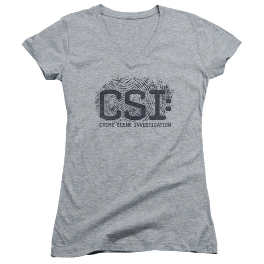 Csi - Distressed Logo - Junior V-neck - Athletic Heather