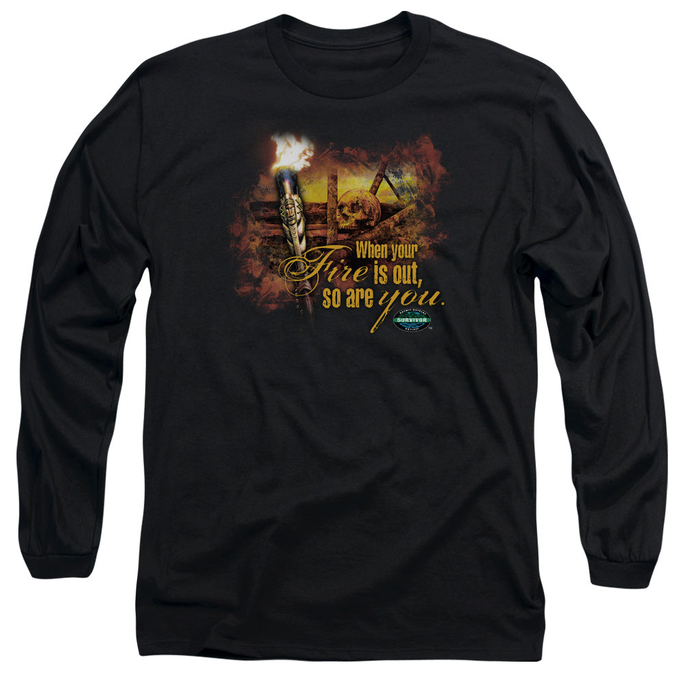 Survivor - Fires Out - Long Sleeve Adult 18/1 - Black T-shirt