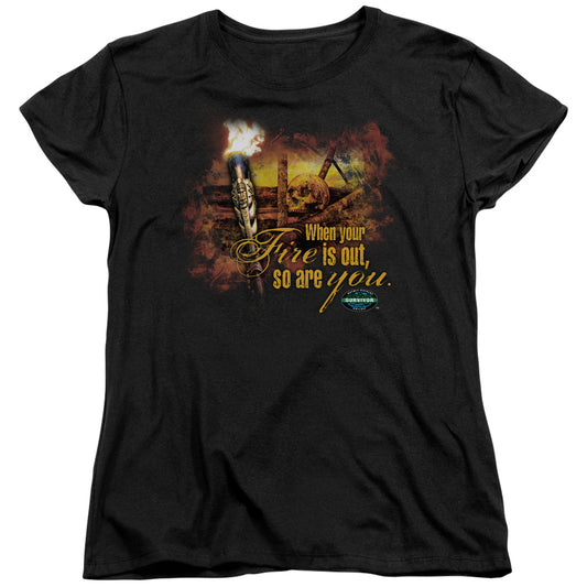 SURVIVOR FIRES OUT - S/S WOMENS TEE - BLACK T-Shirt
