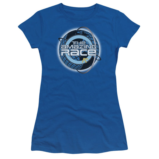 Amazing Race - Around The Globe - Short Sleeve Junior Sheer - Royal Blue T-shirt