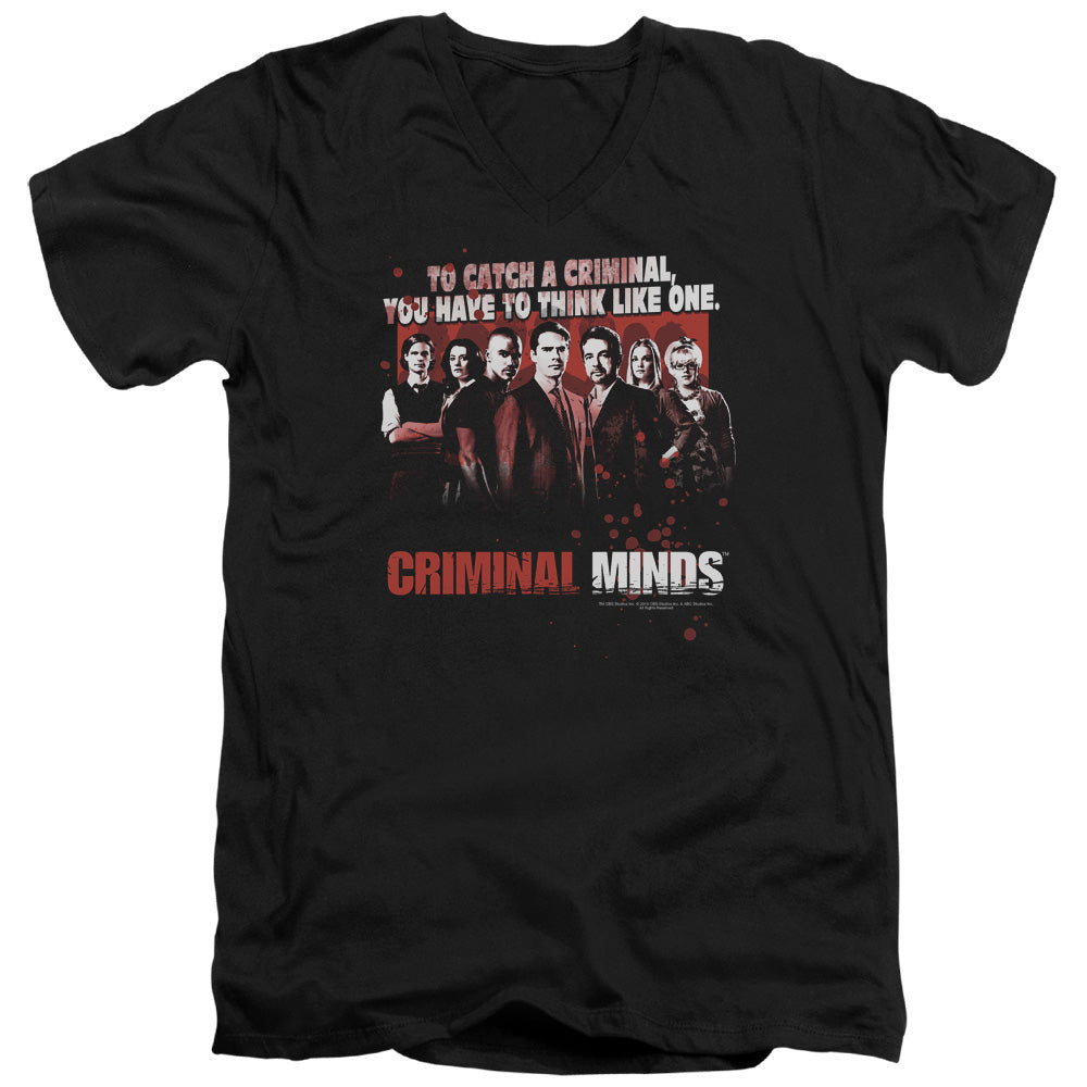 Criminal Minds - Think Like One - Short Sleeve Adult V-neck 30/1 - Black T-shirt