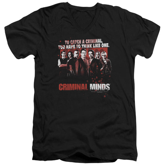 Criminal Minds - Think Like One - Short Sleeve Adult V-neck 30/1 - Black T-shirt