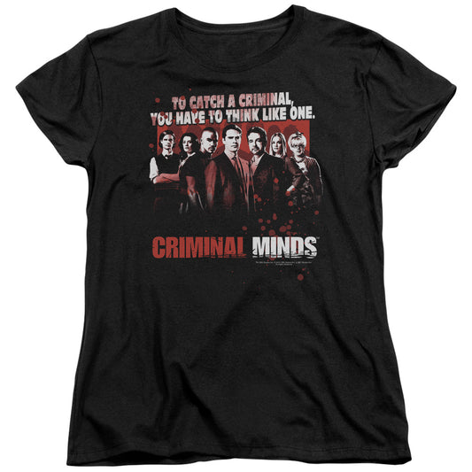 Criminal Minds - Think Like One - Short Sleeve Womens Tee - Black T-shirt