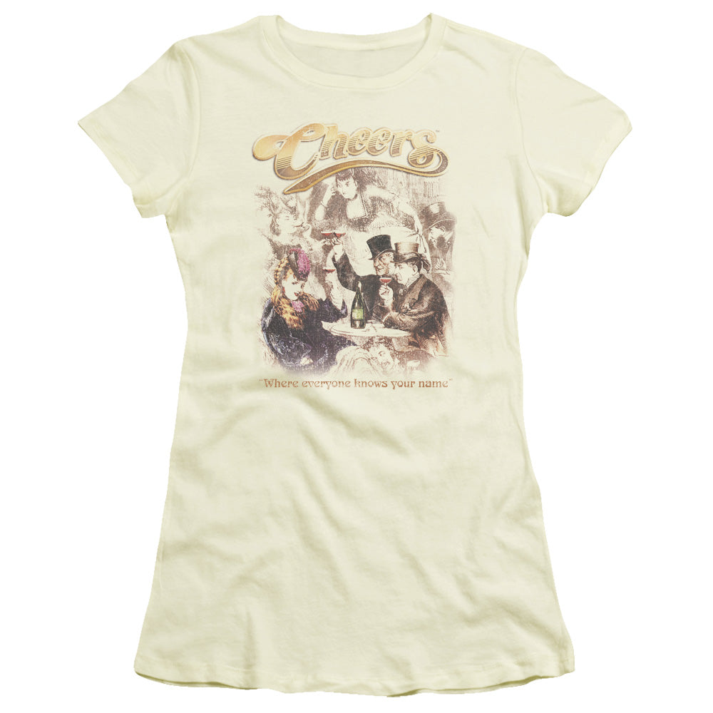 Cheers - Here Here - Short Sleeve Junior Sheer - Cream T-shirt
