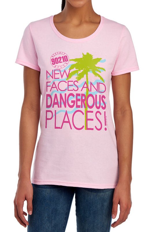 90210 - Tagline - Short Sleeve Womens Tee - Pink T-shirt