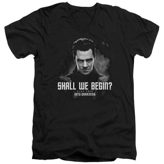 Star Trek - Shall We Begin - Short Sleeve Adult V-neck - Black T-shirt