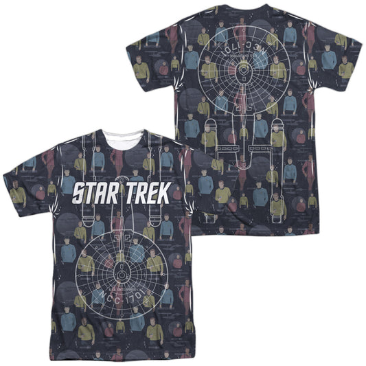 Star Trek - Enterprise Crew (Front/back Print) -  Short Sleeve Adult 100% Poly Crew (Front/back Print) - White T-shirt