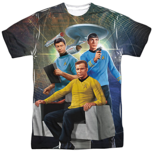 Star Trek - Kirk Spock Mccoy - Short Sleeve Adult Poly Crew - White T-shirt