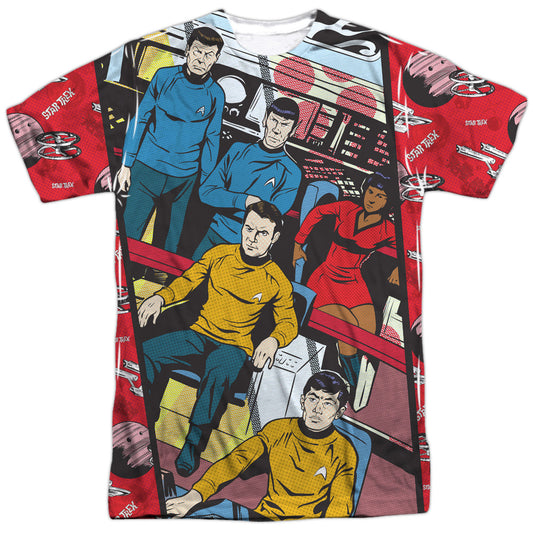 Star Trek - Long Panel -  Short Sleeve Adult 100% Poly Crew - White T-shirt