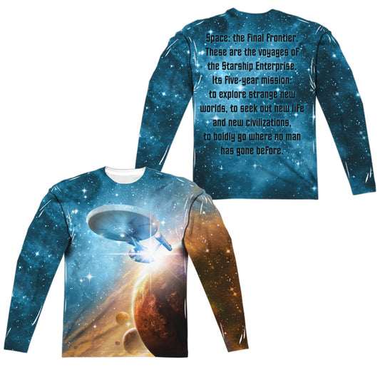 Star Trek - Final Frontier (Front/back Print) - Long Sleeve Adult Poly Crew  - White T-shirt