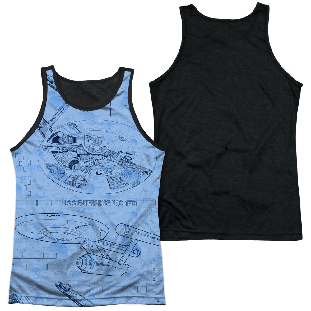 Star Trek Blue Print-adult Poly Tank Top