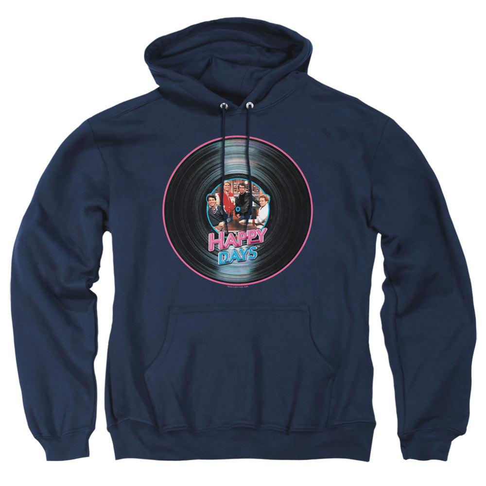 Happy Days - On The Record - Adult Pull-over Hoodie - Navy