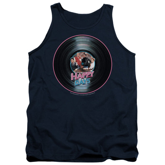 Happy Days - On The Record - Adult Tank - Navy