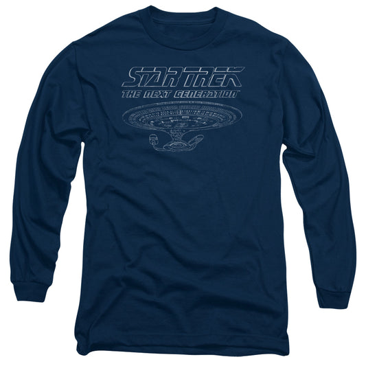 Star Trek - Tng Enterprise - Long Sleeve Adult 18/1 - Navy T-shirt