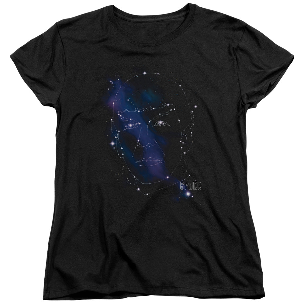 STAR TREK SPOCK CONSTELLATIONS - S/S WOMENS TEE - BLACK T-Shirt