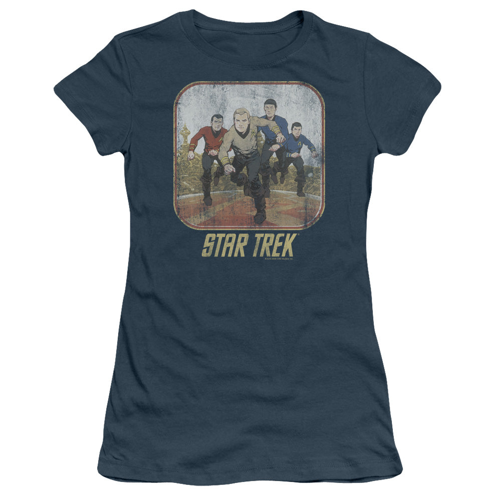 St Original - Running Cartoon Crew - Short Sleeve Junior Sheer - Indigo T-shirt