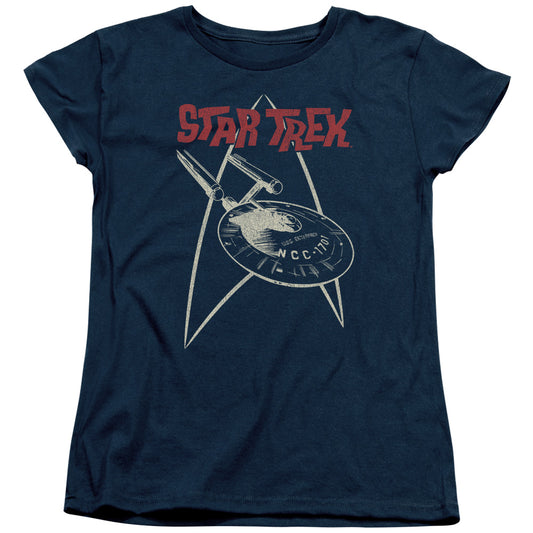 Star Trek - Ship Symbol - Short Sleeve Womens Tee - Navy T-shirt